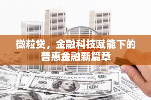 张家港微粒贷，金融科技赋能下的普惠金融新篇章