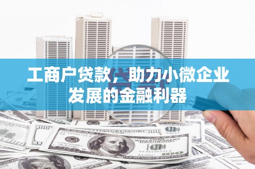 张家港工商户贷款，助力小微企业发展的金融利器