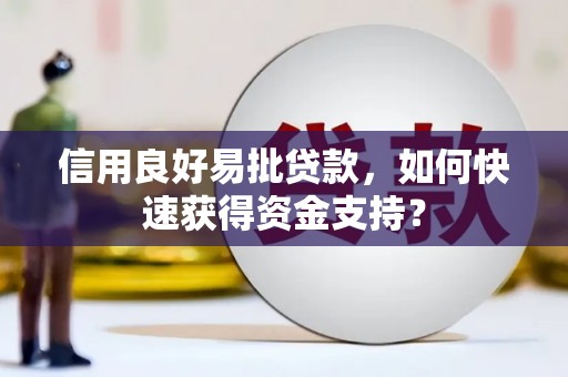张家港信用良好易批贷款，如何快速获得资金支持？