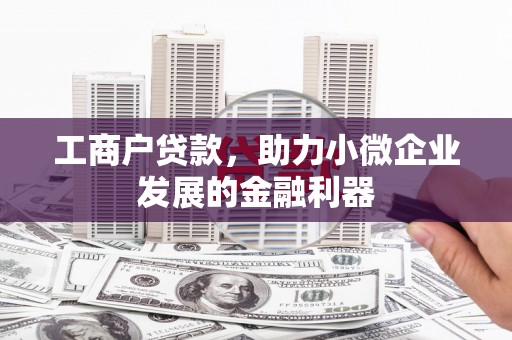 张家港工商户贷款，助力小微企业发展的金融利器