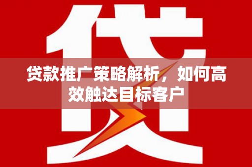 张家港贷款推广策略解析，如何高效触达目标客户