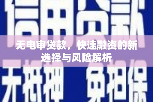 张家港无电审贷款，快速融资的新选择与风险解析