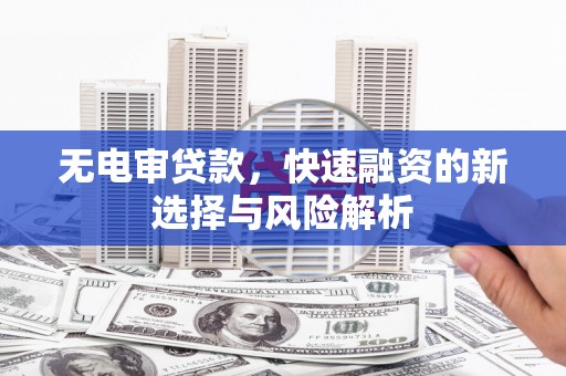 张家港无电审贷款，快速融资的新选择与风险解析