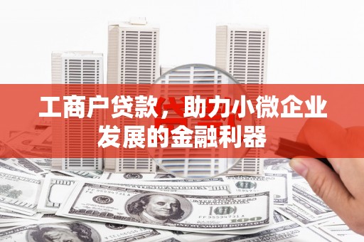 张家港工商户贷款，助力小微企业发展的金融利器
