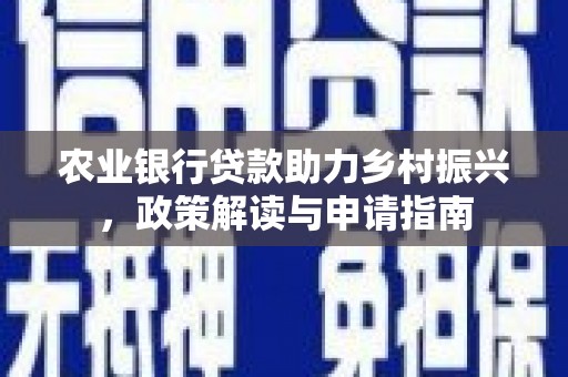 张家港农业银行贷款助力乡村振兴，政策解读与申请指南