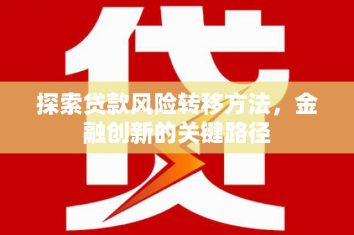 张家港探索贷款风险转移方法，金融创新的关键路径